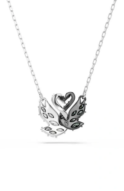 Swarovski Two-tone Swan Pendant Necklace In Metallic