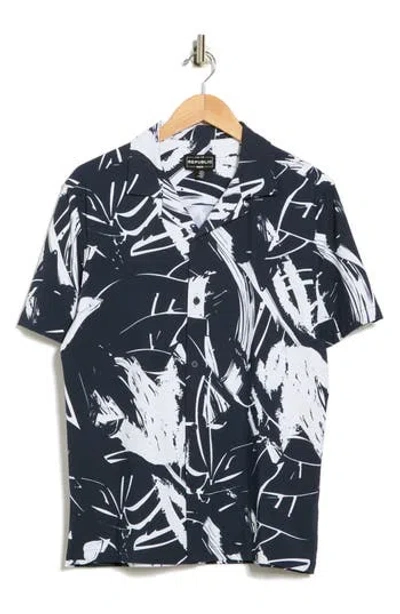 For The Republic Print Camp Shirt In Black