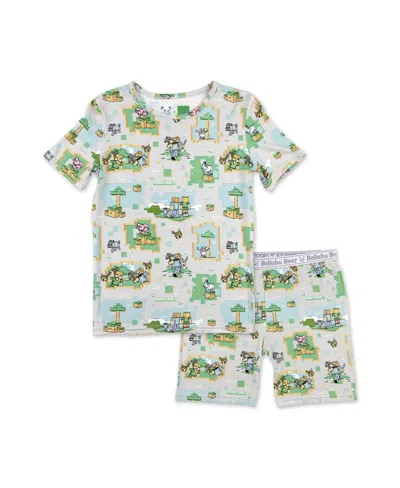 Bellabu Bear Minecraft Overworld Dreams Kids 2-piece Short Sleeve & Shorts Pajama Set In Multi
