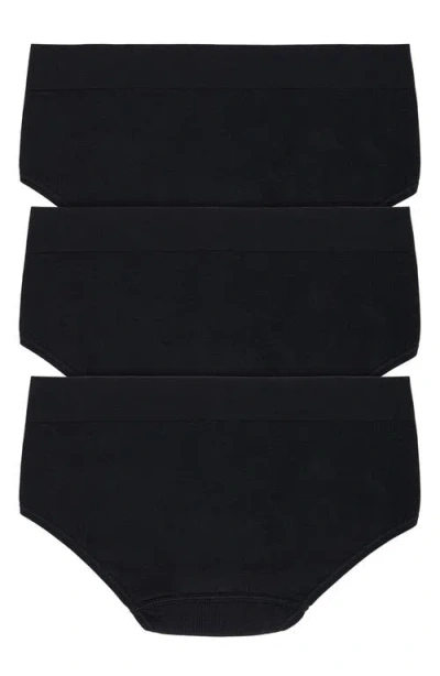 Dkny Energy 3-pack Seamless Bikinis In Black
