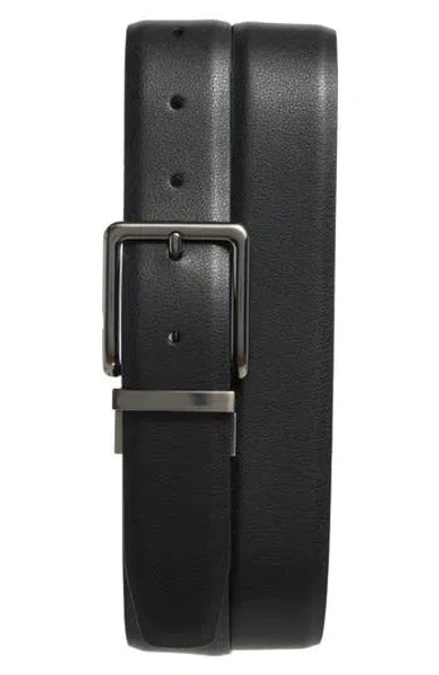 Original Penguin Very Clean Reversible Leather Belt In Black