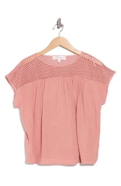 Chelsea And Theodore Open Stitch Short Sleeve Top
