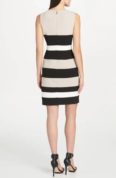 Tommy Hilfiger Colorblock Stripe Crepe Sheath Dress In Black