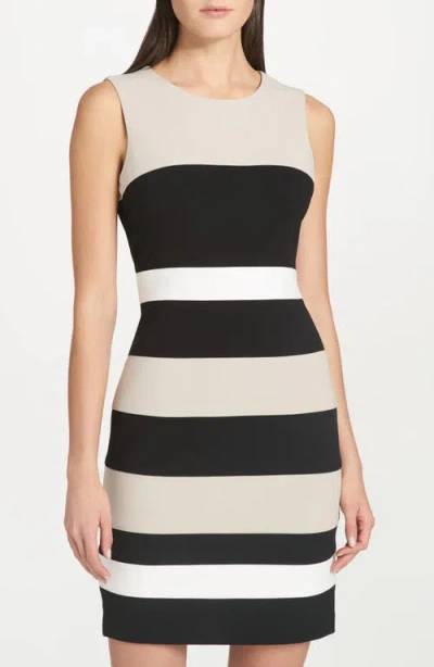 Tommy Hilfiger Colorblock Stripe Crepe Sheath Dress In Black