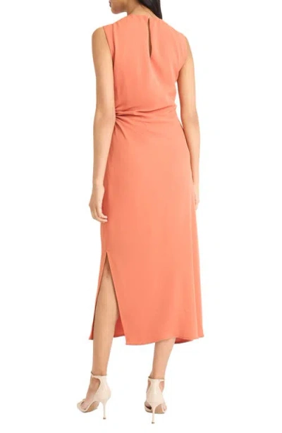 Donna Morgan For Maggy Ruched Side Slit Tank Midi Dress In Orange