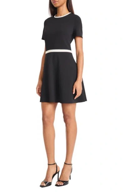 Donna Morgan For Maggy Contrast Trim A-line Minidress In Black
