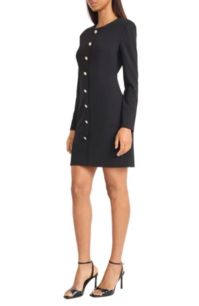 Donna Morgan For Maggy Long Sleeve Button Front Minidress In Black