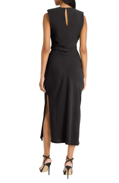 Donna Morgan For Maggy Ruched Side Slit Tank Midi Dress In Black