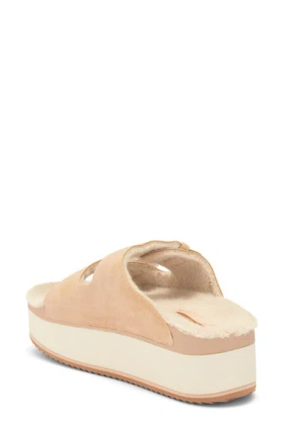 Reef Ojai Ciara Faux Shearling Lined Platform Slide Sandal In Neutral