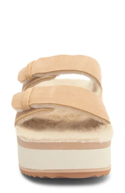 Reef Ojai Ciara Faux Shearling Lined Platform Slide Sandal In Neutral
