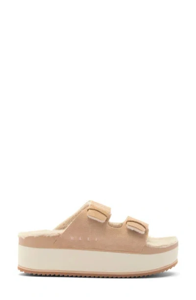 Reef Ojai Ciara Faux Shearling Lined Platform Slide Sandal In Neutral