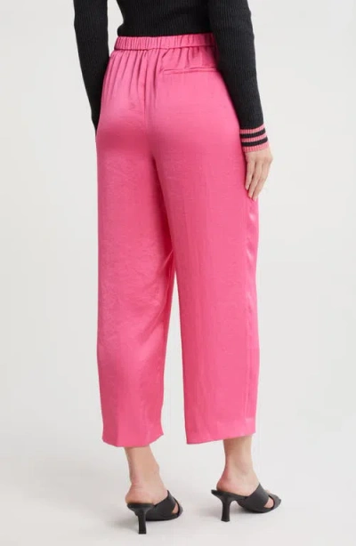 Theory Crushed Satin Wide Leg Crop Pants In Red