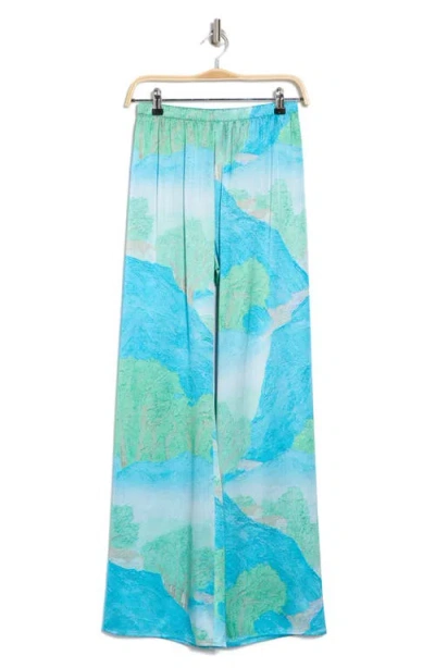 Cult Gaia Stacie Silk Straight Leg Pants In Blue