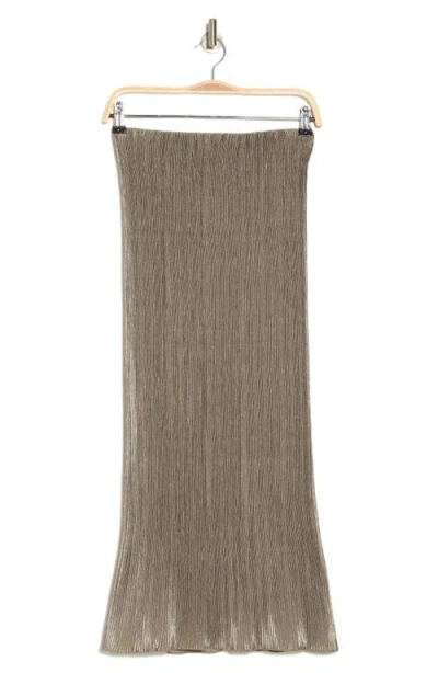 Cult Gaia Kylii Pleated Satin Midi Skirt In Brown