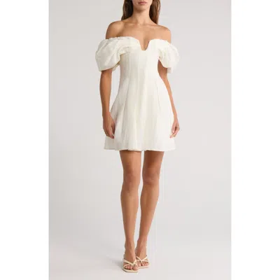 Cult Gaia Asal Ruffled Off-shoulder Mini Silk Dress In White
