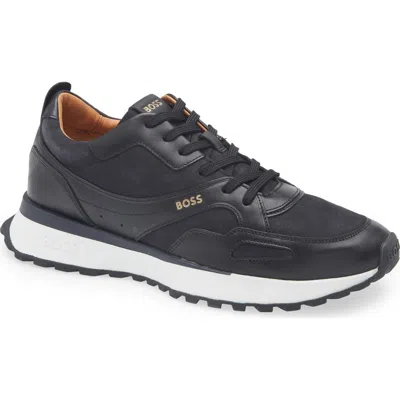 Hugo Boss Jonah Leather Sneaker In Blue