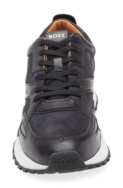 Hugo Boss Jonah Leather Sneaker In Blue