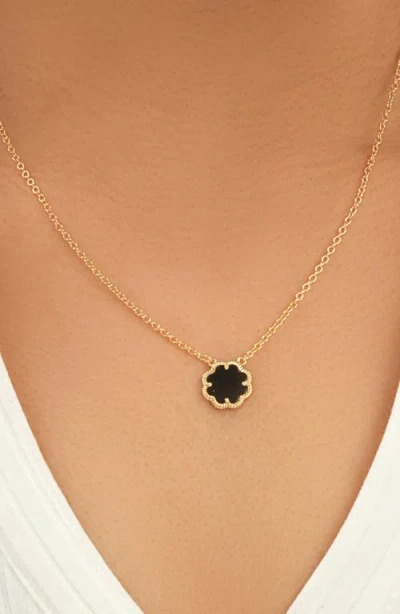 Sterling Forever 14k Plated Black Onyx Pendant Necklace In Gold