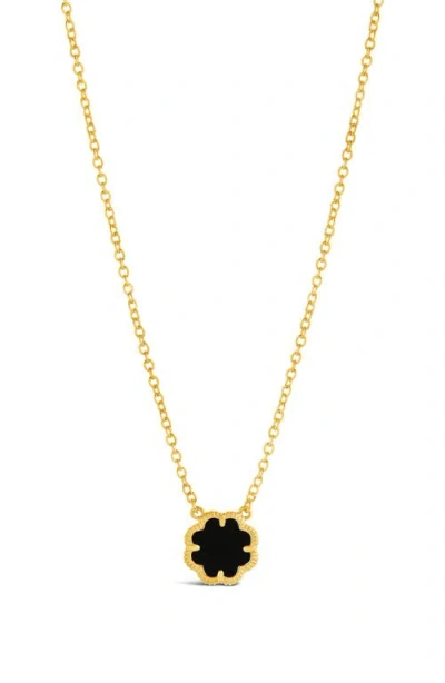 Sterling Forever 14k Plated Black Onyx Pendant Necklace In Gold