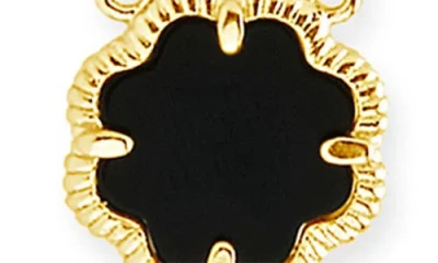 Sterling Forever 14k Plated Black Onyx Pendant Necklace In Gold
