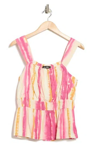 Nicole Miller Shirred Peplum Tank In Multi