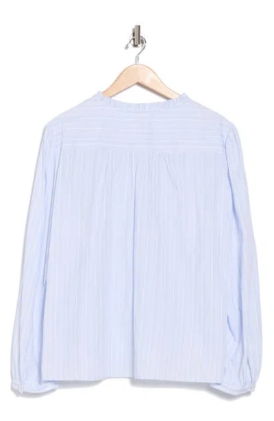 Parker The Alora Stripe Long Sleeve Cotton Top In Blue