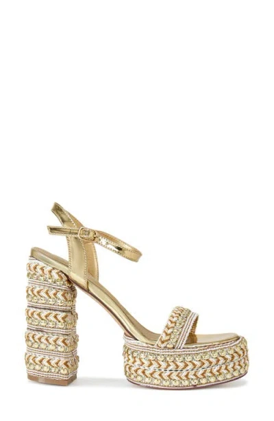 Azalea Wang Judson Espadrille Ankle Strap Platform Sandal In Gold