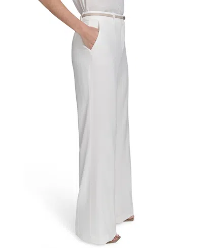 Calvin Klein Women's Belted Wide-leg Pants In White