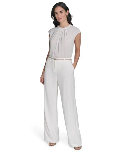 Calvin Klein Women's Belted Wide-leg Pants In White