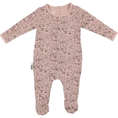 Maniere Manière Elegant Floral Cotton Blend Footie In Pink
