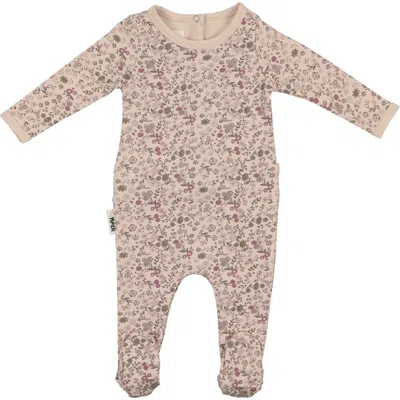 Maniere Manière Elegant Floral Cotton Blend Footie In Neutral