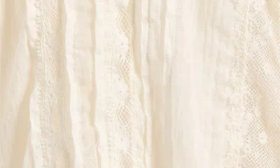 Free People Elodie Lace Trim Ruffle Hem Shirt In White