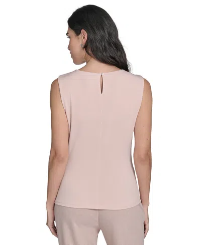 Calvin Klein Women's Sleeveless Pleat-neck Knit Top In Neutral
