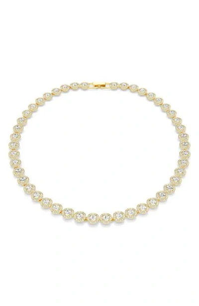 Swarovski Una Angelic Round Cut White Gold-tone Plated Tennis Necklace In Gold
