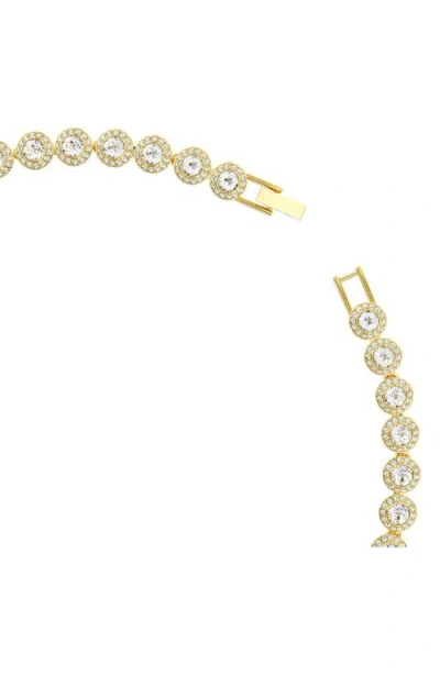 Swarovski Una Angelic Round Cut White Gold-tone Plated Tennis Necklace In Gold