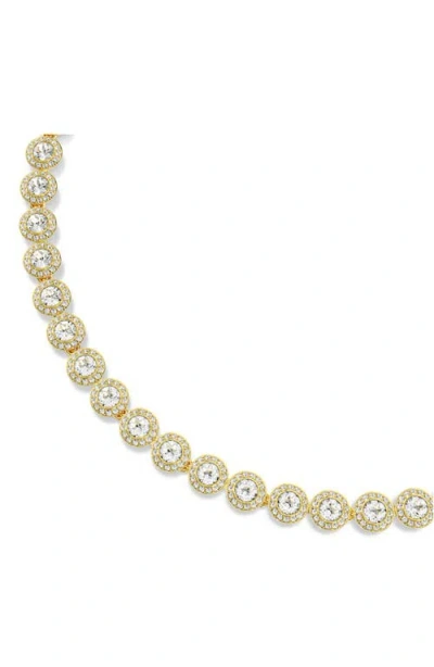 Swarovski Una Angelic Round Cut White Gold-tone Plated Tennis Necklace In Gold