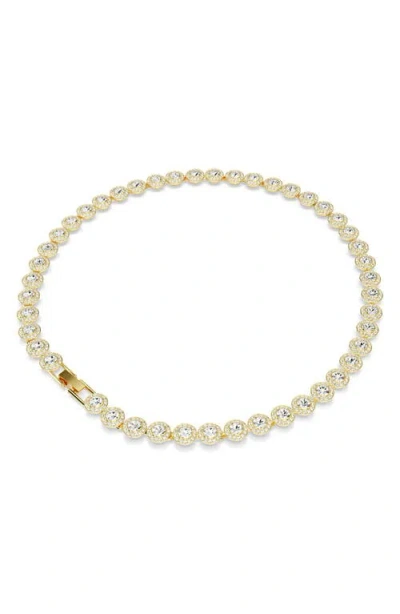 Swarovski Una Angelic Round Cut White Gold-tone Plated Tennis Necklace In Gold