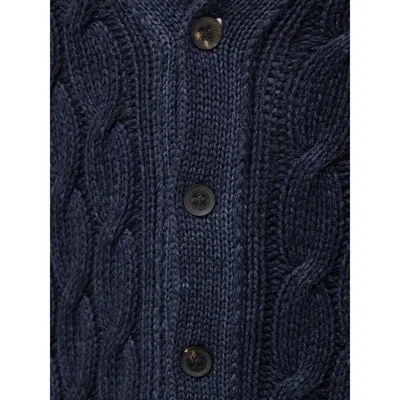 Cruciani Cardigan Trecce In Cashmere  In Blue