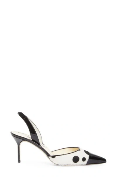 Manolo Blahnik Capsli Pointed Toe Slingback Pump In White