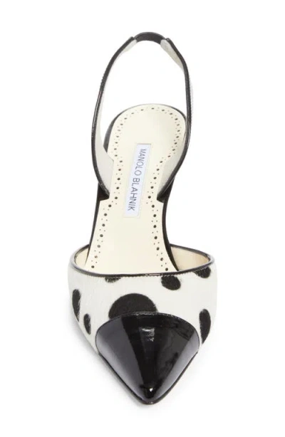 Manolo Blahnik Capsli Pointed Toe Slingback Pump In White