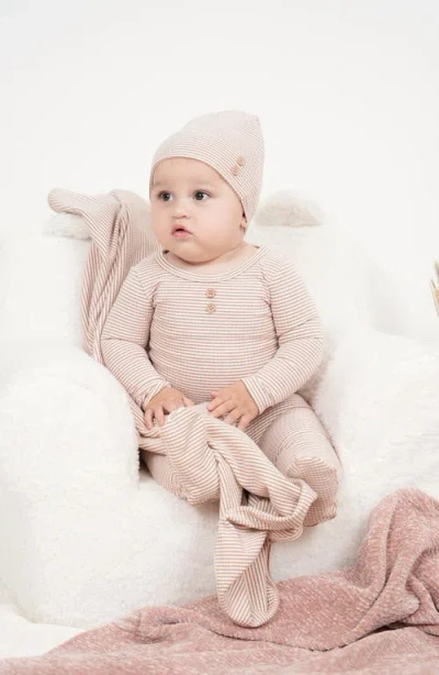 Maniere Manière Button Stripe Footie In Pink