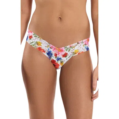 Hanky Panky Printed Signature Lace Low Rise Thong In Purple
