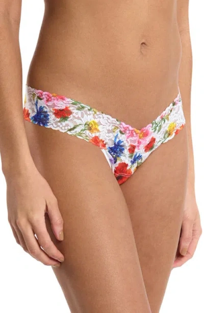 Hanky Panky Printed Signature Lace Low Rise Thong In Purple
