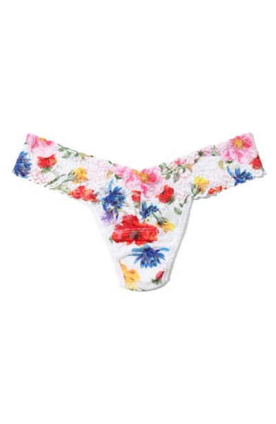 Hanky Panky Printed Signature Lace Low Rise Thong In Purple