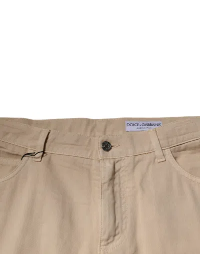 Dolce & Gabbana Beige Cotton Mid Waist Skinny Denim Jeans In Brown