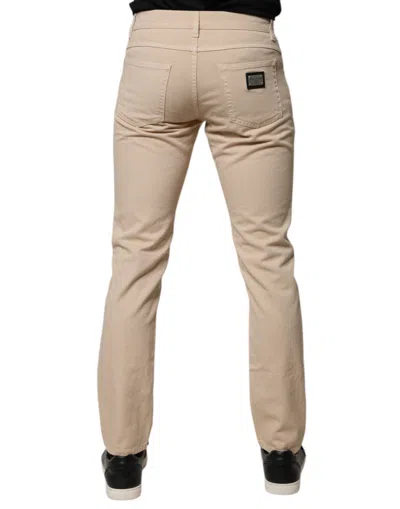 Dolce & Gabbana Beige Cotton Stretch Regular Men Denim Jeans In Brown