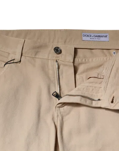Dolce & Gabbana Beige Cotton Stretch Regular Men Denim Jeans In Brown