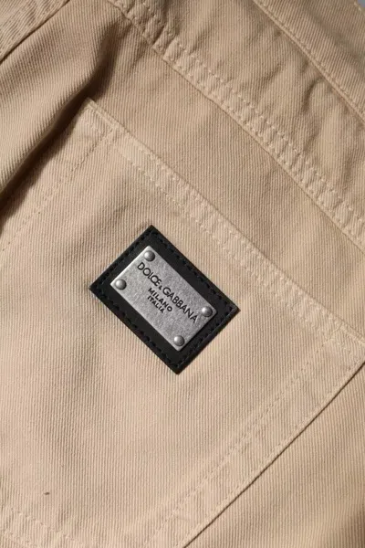 Dolce & Gabbana Beige Cotton Stretch Regular Men Denim Jeans In Brown