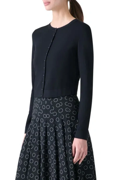 Akris Punto Crop Crewneck Cardigan In Black