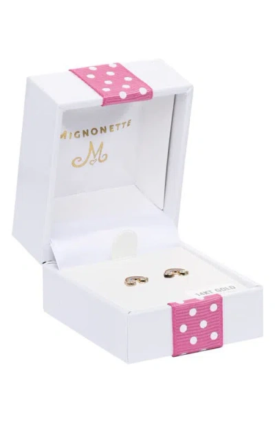 Mignonette Kid's Rainbow Stud Earrings In Gold